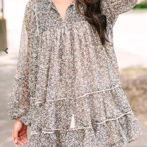 Black Ditsy Floral Dress
